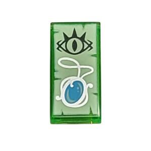 LEGO Goblin Eye Necklace Tile 1x2 Trans Green 3069pb0556 Elves‎ Decorated Parts